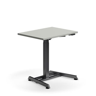 Skrivebord QBUS, hev/senk, L800 B600 mm, svart, lys grå