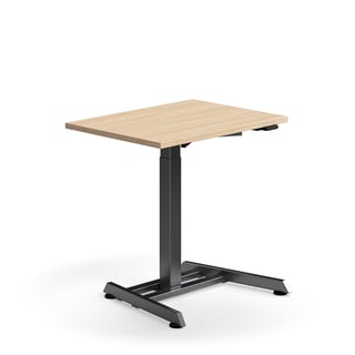 Höhenverstellbarer Schreibtisch QBUS, 800x600 mm, schwarz/Eiche