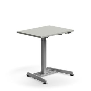 Höhenverstellbarer Schreibtisch QBUS, 800x600 mm, silber/hellgrau
