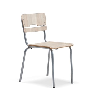 Classroom chair SCIENTIA, wide seat, H 460 mm, silver/ash