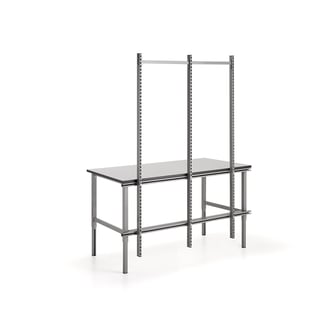 Laajennusosa manuaalisesti korkeussaadettävään teollisuuspöytään MOTION, 3 pystyelementtiä, L 1500 m