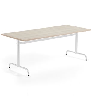 Tisch PLURAL PLUS, 1800x800x720 mm, schalldämmendes Hochdrucklaminat, Esche, weiß