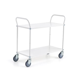 Regalni voziček, 2 polici, 900x440 mm, beli