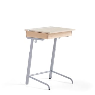 Elevbord AXIOM, lyddempende linoleum, sølv/beige