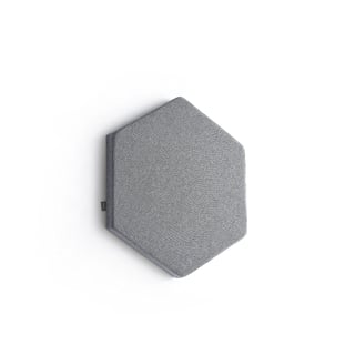 Ljudabsorbent POLY, hexagon, 600x600x56 mm, väggmonterad, ljusgrå