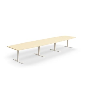Konferencijski stol QBUS, 4800x1200 mm, T-postolje, bijelo postolje, breza