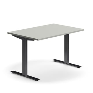 Skrivbord QBUS, T-stativ, 1200x800 mm, svart, ljusgrå