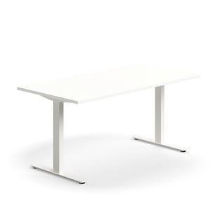 Galds QBUS, taisnstūra, 1600x800 mm, T veida rāmis, balts rāmis, balts