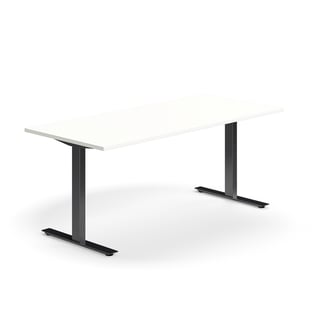 Stol QBUS, ravni, 1800x800 mm, T-postolje, crno postolje, bijeli
