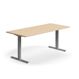 Kirjutuslaud QBUS, 1800 x 800 mm, T-raam, hõbehall/ tamm