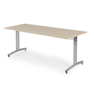 Canteen table SANNA, 1800x800x720 mm, chrome/birch