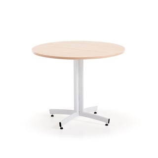Bord SANNA, Ø900 H720 mm, hvitt/bjørk