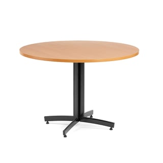 Hringlaga mötuneytisborð SANNA, Ø1100x720 mm, svart/beyki
