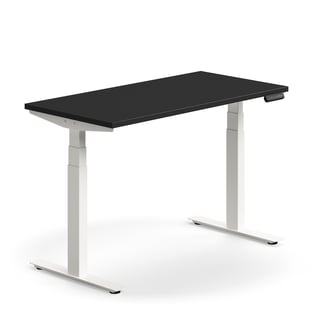 Skrivbord QBUS, höj- och sänkbart, 1200x600 mm, vit, svart