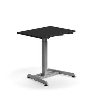 Hæve sænkebord QBUS, søjlefod, 800x600 mm, sølvfarvet stel, sort