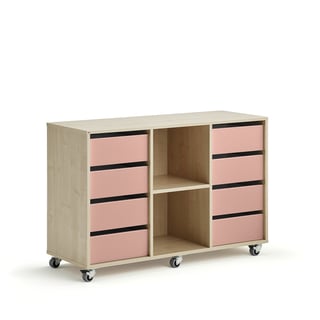 Klassikapp CASPER, 8 sahtlit, 2 lahtrit, kask/ tumeroosa