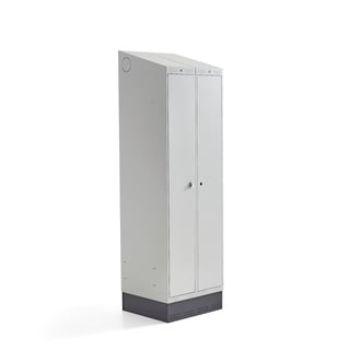 Šatňová skrinka CLASSIC COMBO, so soklom, 2 dvere, 2050x600x550 mm, šedá