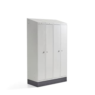 Omklædningsskab CLASSIC COMBO, sokkel, 4 døre, 2050x1200x550 mm, grå