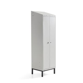 Garderobni ormar CLASSIC COMBO, s nogama, 2 vrata, 2100x600x550mm, sivi