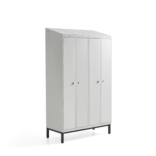 Omklædningsskab CLASSIC COMBO, benstel, 4 døre, 2100x1200x550 mm, grå