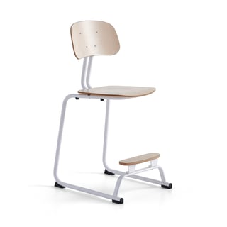 Elevstol YNGVE, medstativ, höjd 610 mm, vit/björk