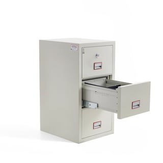 Feuerfester Aktenschrank COVER, 120 min. Brandschutz, 3 Schubladen, Zylinderschloss, 1210x570x700 mm