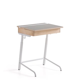 Skolbänk AXIOM, ljuddämpande linoleum, vit/mörkgrå