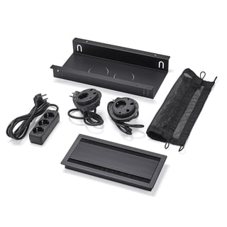 Kutija za kablove UNIFY, 2 utičnice, otvor za kablove, uklj. produžni kabel, crna