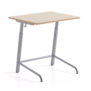 School desk AXIOM, high pressure laminate, silver/birch