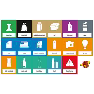 Genbrugsetiketter, 17 stk/ark, 50x60 mm, dansk