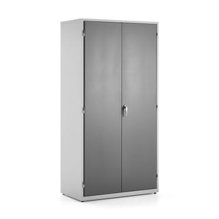 Dílenská skříň EXTRACT, 2 výsuvné perforované panely, 5 polic, 2000x1020x540 mm, šedá