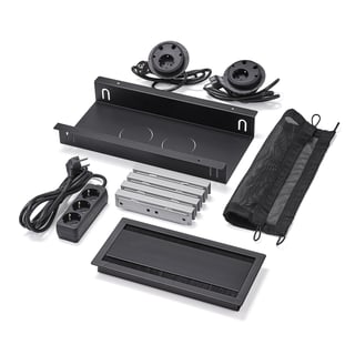 Kabelbox Paket UNIFY für QBUS/AUDREY Standfuß 2400 mm, bestückt, klein, schwarz