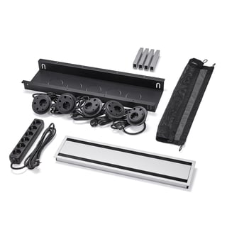 Kabelboxpaket UNIFY till QBUS/NOVUS fast stativ 2400 mm, bestyckad, stor, silver