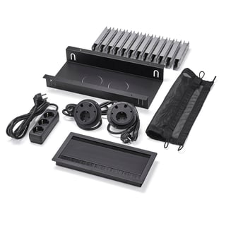 Kabelbox Paket UNIFY für QBUS/AUDREY Festständer 4800-5600 mm, bestückt, klein, schwarz