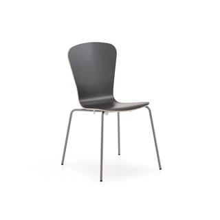 Stuhl MILLA PLUS, Hochdrucklaminat, Gestell silber, Sitz schwarz