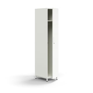 Klädskåp QBUS, låsbart, klädstång, benstativ, 2020x400x570 mm, vit