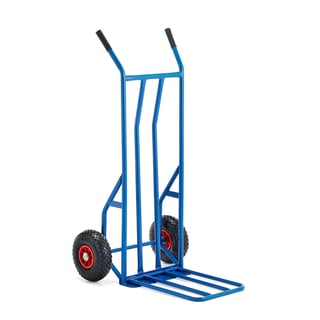 Budget steekwagen JONES, 250 kg draagvermogen, pneumatische banden, blauw