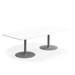 Konferenču galds FLEXUS, 2400x1200 mm, laivas formas, balts/sudrabs