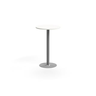 Baaripöytä VERTICUS, Ø700x1100 mm, valkoinen/hopea