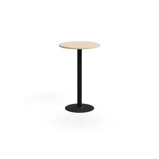 Barový stůl ALVA, Ø700x1100 mm, vysokotlaký laminát, černá/bříza