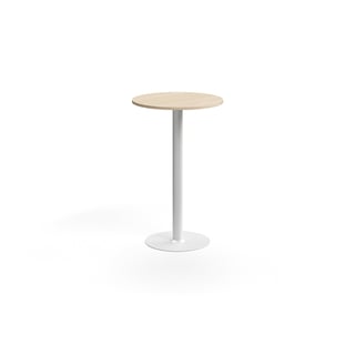 Barbord ALVA, Ø700x1100 mm, högtryckslaminat, vit/björk