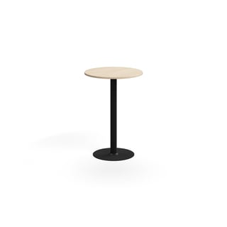 Barový stůl ALVA, Ø700x1000 mm, vysokotlaký laminát, černá/bříza