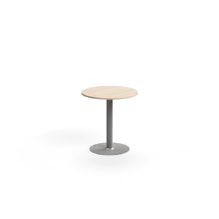 Bord ALVA, Ø700x720 mm, gulvfast, højtrykslaminat, sølv/birk