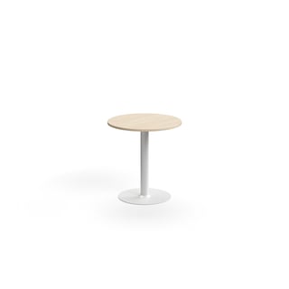 Bord ALVA, Ø700x720 mm, förankringsbart, högtryckslaminat, vit/björk