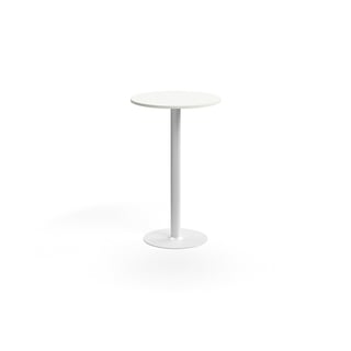 Ståbord ALVA, Ø700 H1100 mm, forankringsbart, høytrykkslaminat, hvit
