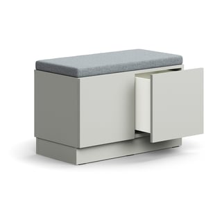 Opbevaringsbænk QBUS, understel, push-open, 534x800x420 mm, lysegrå, grå hynde