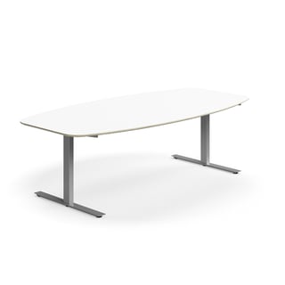 Konferenčna miza NOVUS, 2400x1200 mm, srebrno/bela