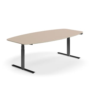 Konferenču galds NOVUS, augstumā regulējams, 2400x1200 mm, melns/māla pelēks