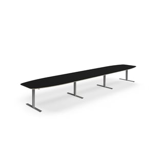 Konferencebord NOVUS, 5600x1200 mm, sølv/sort