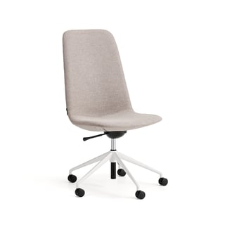 Stol LANGLEY, mellan, med hjulstativ, vit/taupe
